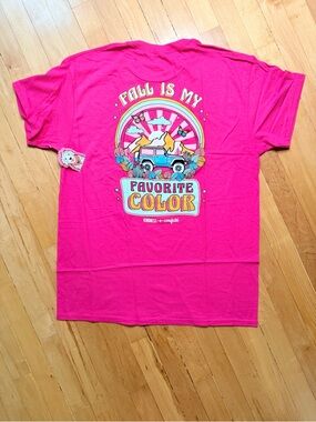 NEW "Fall is my Favorite Color" SOLID PINK Short Sleeve Tee T-Shirt